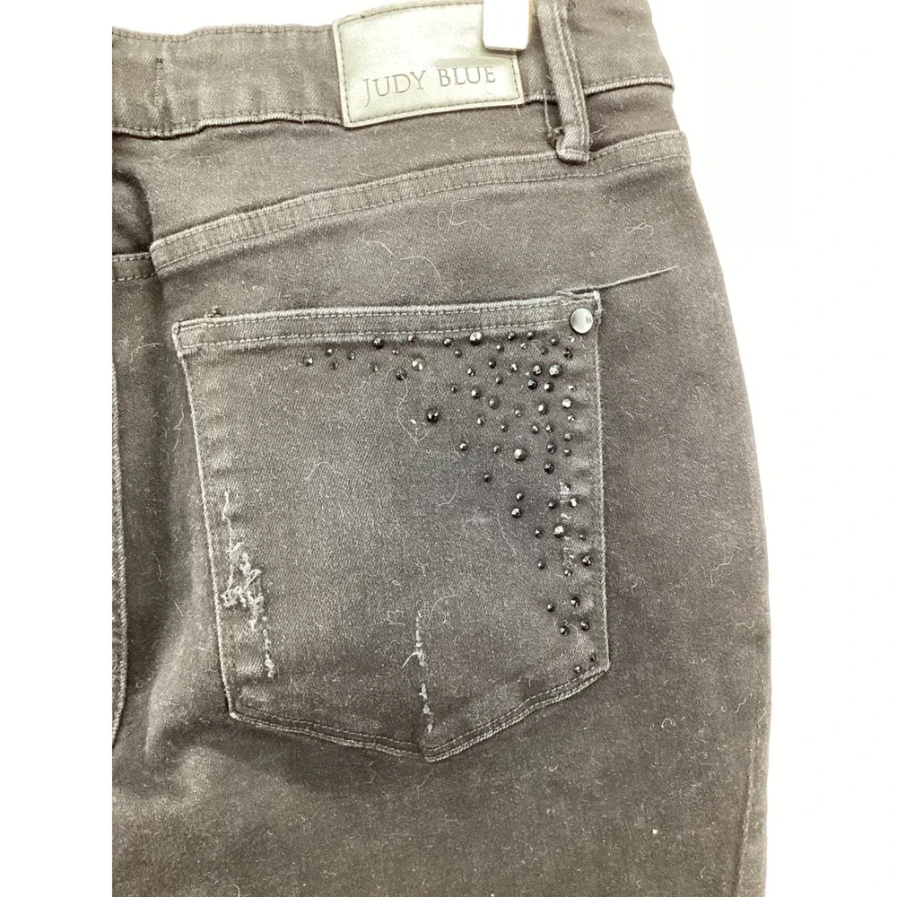 Judy Blue 16W Black Rhinestone Embellished Slim Fit High Rise Jeans Slimming